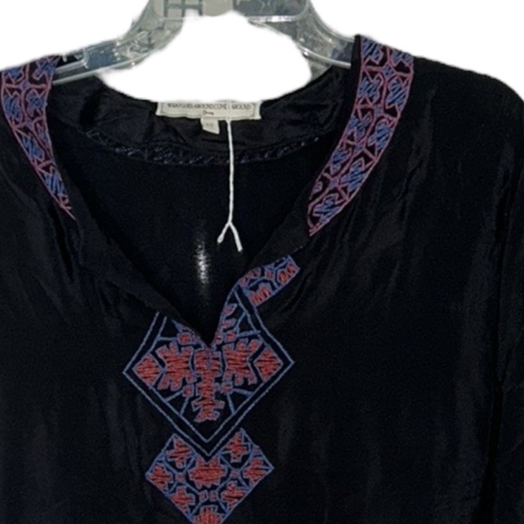 What Goes Around Comes Around Margot Silk Black Embroidered Tunic Dress - XS - Picture 6 of 16